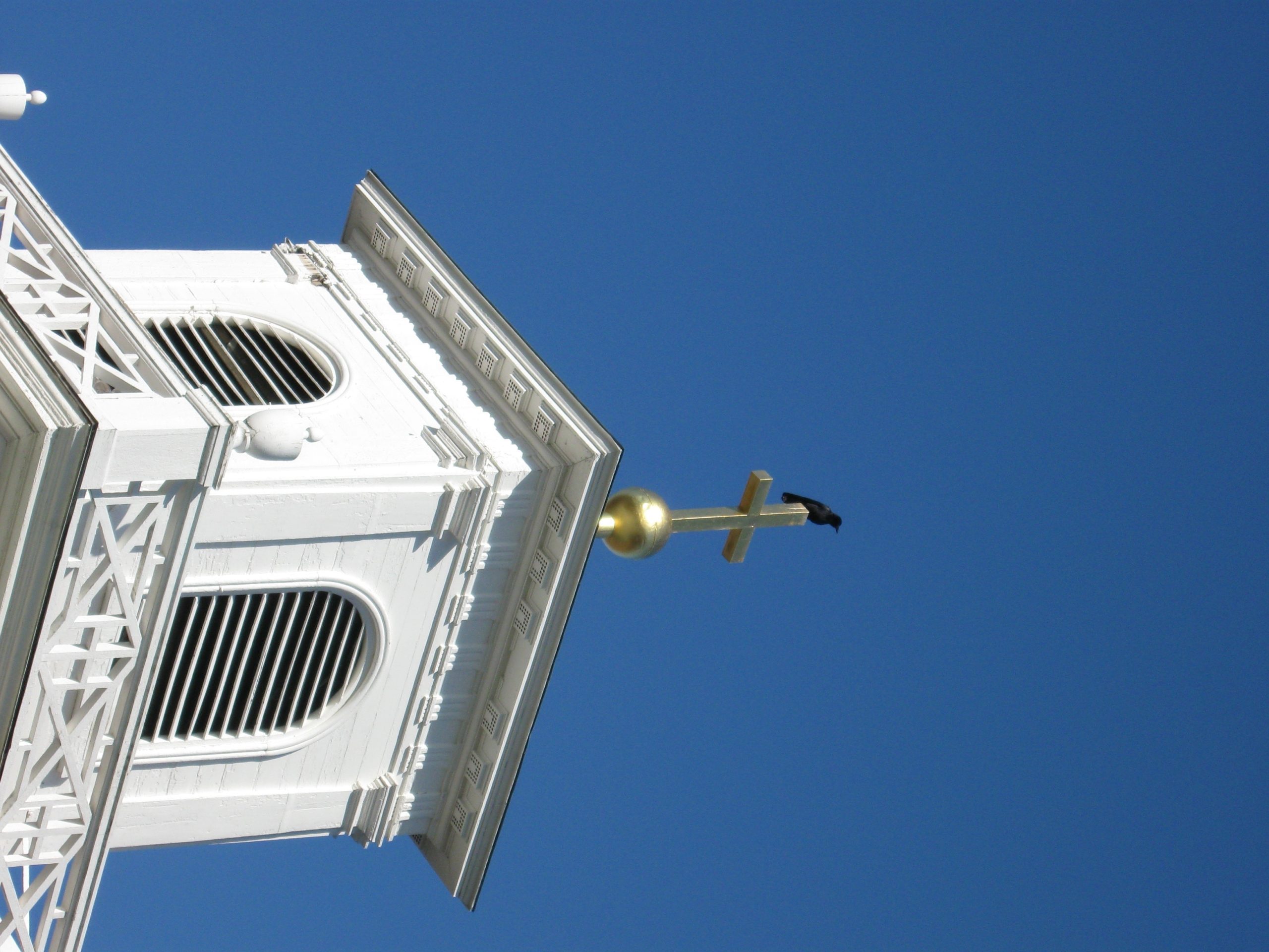 Crow On Cross At Church (user submitted)