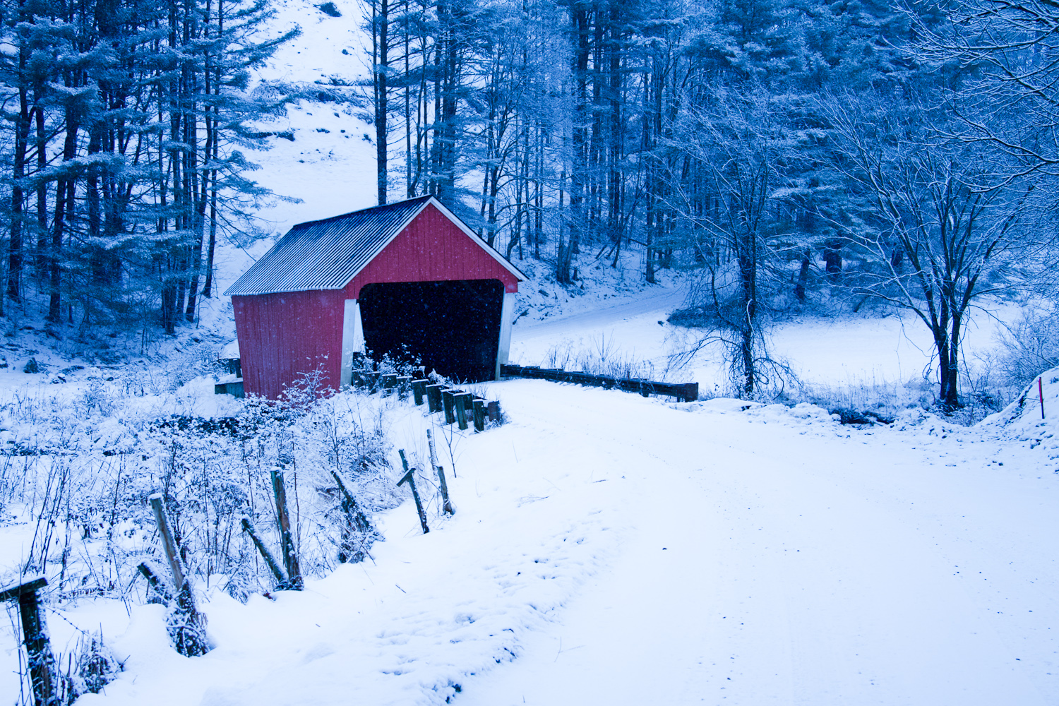 Vermont Covered Bridge In Snow (user submitted)