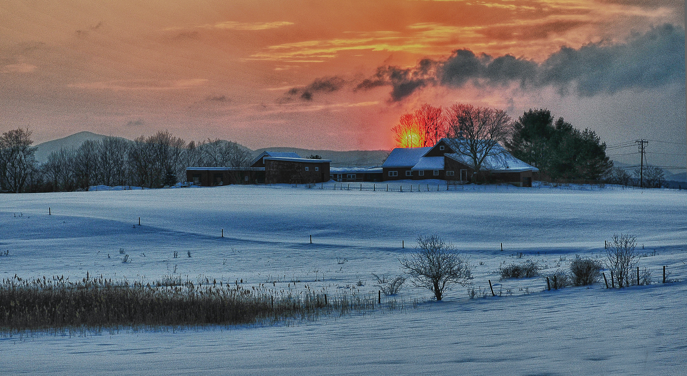 Sunset over Chittenden Farm in Vermont (user submitted)
