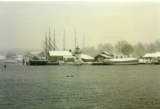 January Scene at Mystic Seaport, Connecticut.