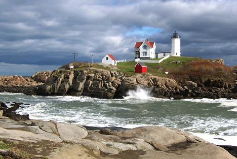 Nubble Lighthouse Under Patch of Blue Sky (user submitted)