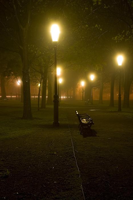 Salem Common Foggy Path and Bench (user submitted)