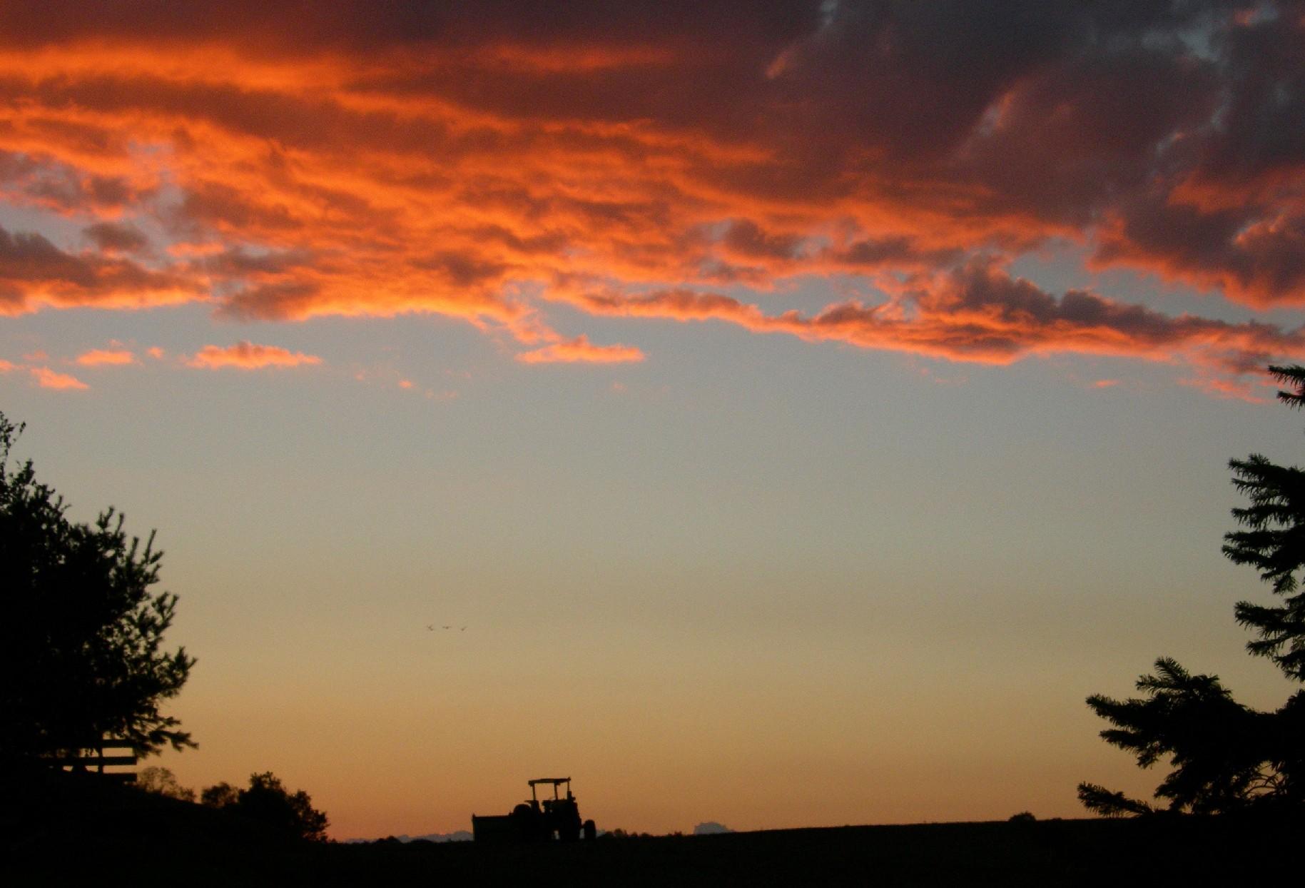 Fall Sunset with Farm Tractor (user submitted)