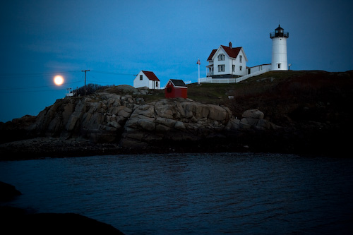 Rising Moon Over Nubble Light (user submitted)
