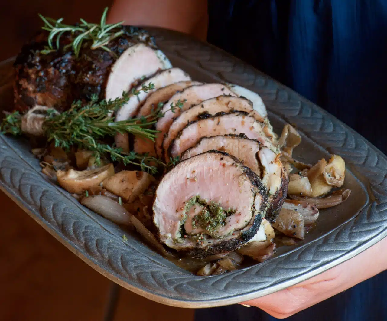 Lemon-Stuffed Pork Loin with Thyme & Roasted Apples