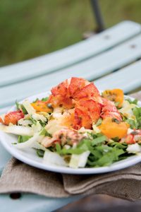 Crispy Lobster-Tail and Pea-Tendril Salad