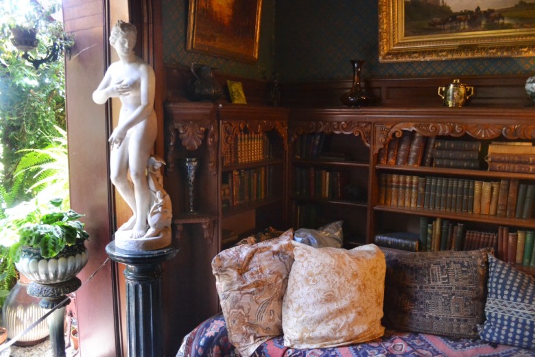 The sculpture of Eve in the library, just outside the conservatory, was sculpted by Karl Gerhardt, a German-American sculptor from Hartford. 