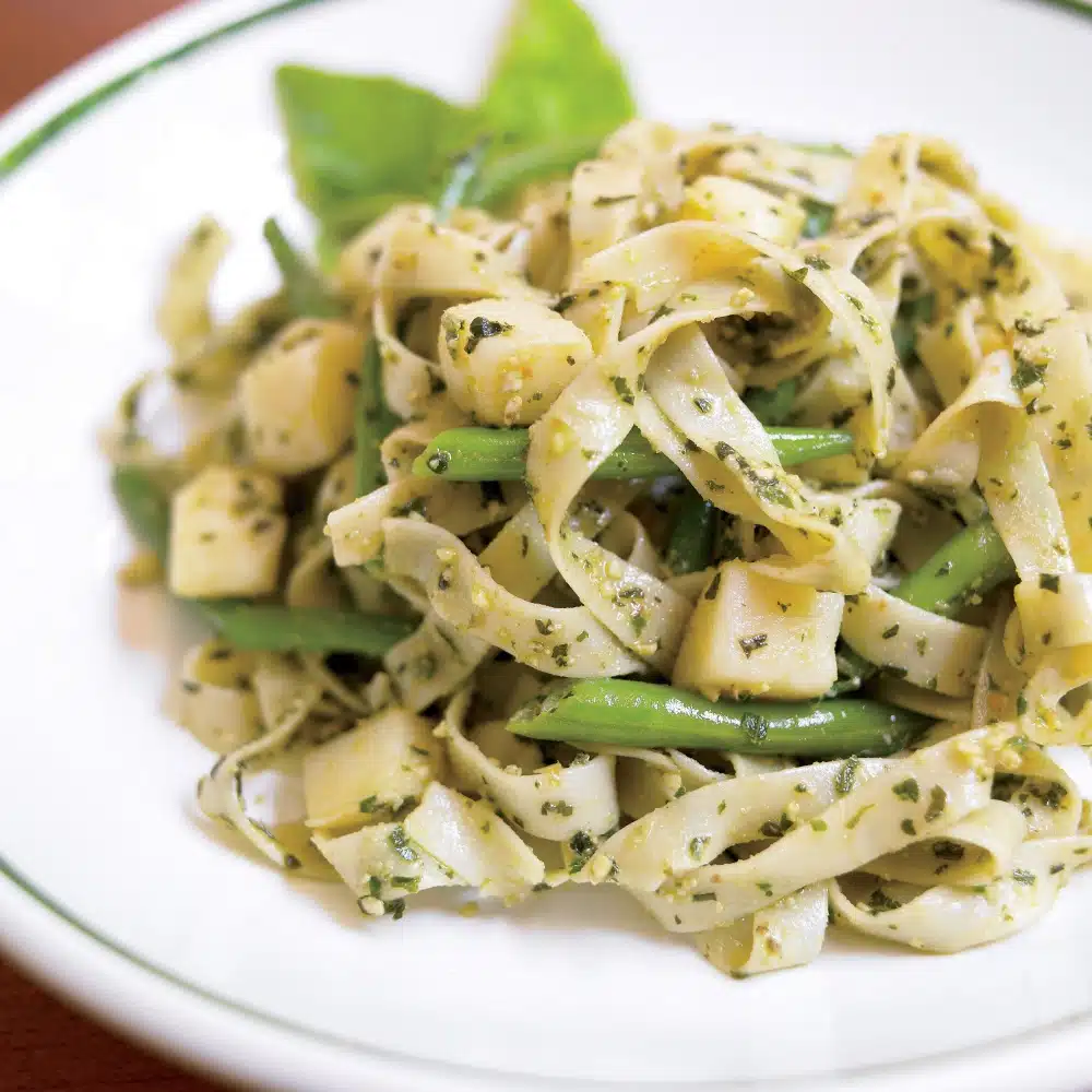 Mary Ann Esposito's Ribbon Pasta with Pesto Sauce, Potatoes & Green Beans