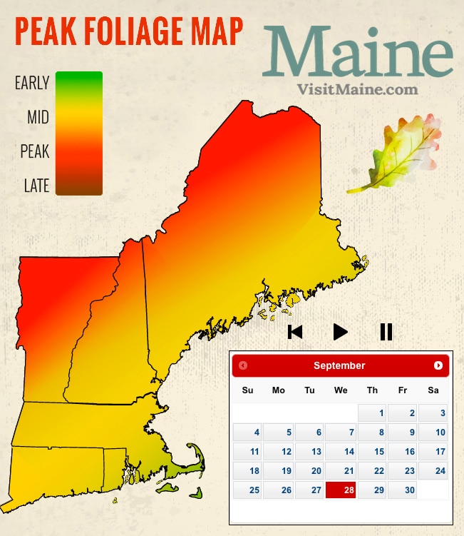 New England Fall Foliage Map Map Of The Usa With State Names