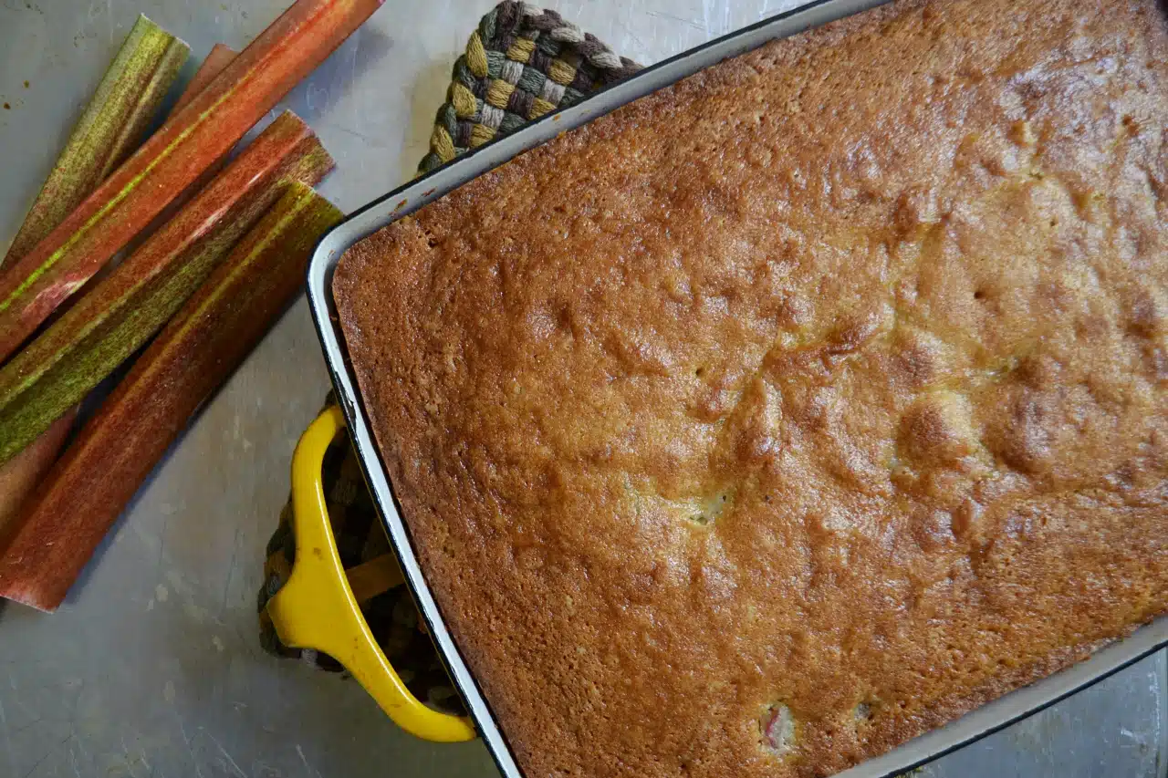 Rhubarb Snack Cake