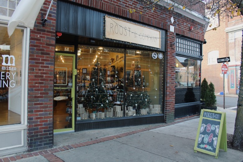 Down the street from Field House is Roost & Company, the first store Kate and Jamie brought to Beverly. The Christmas window display was done by Jamie himself. 