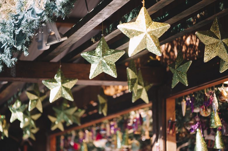 Glittery stars at a holiday market