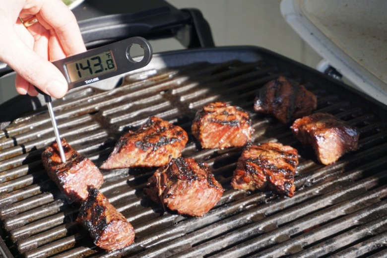Grill the steak tips until done to your liking. 
