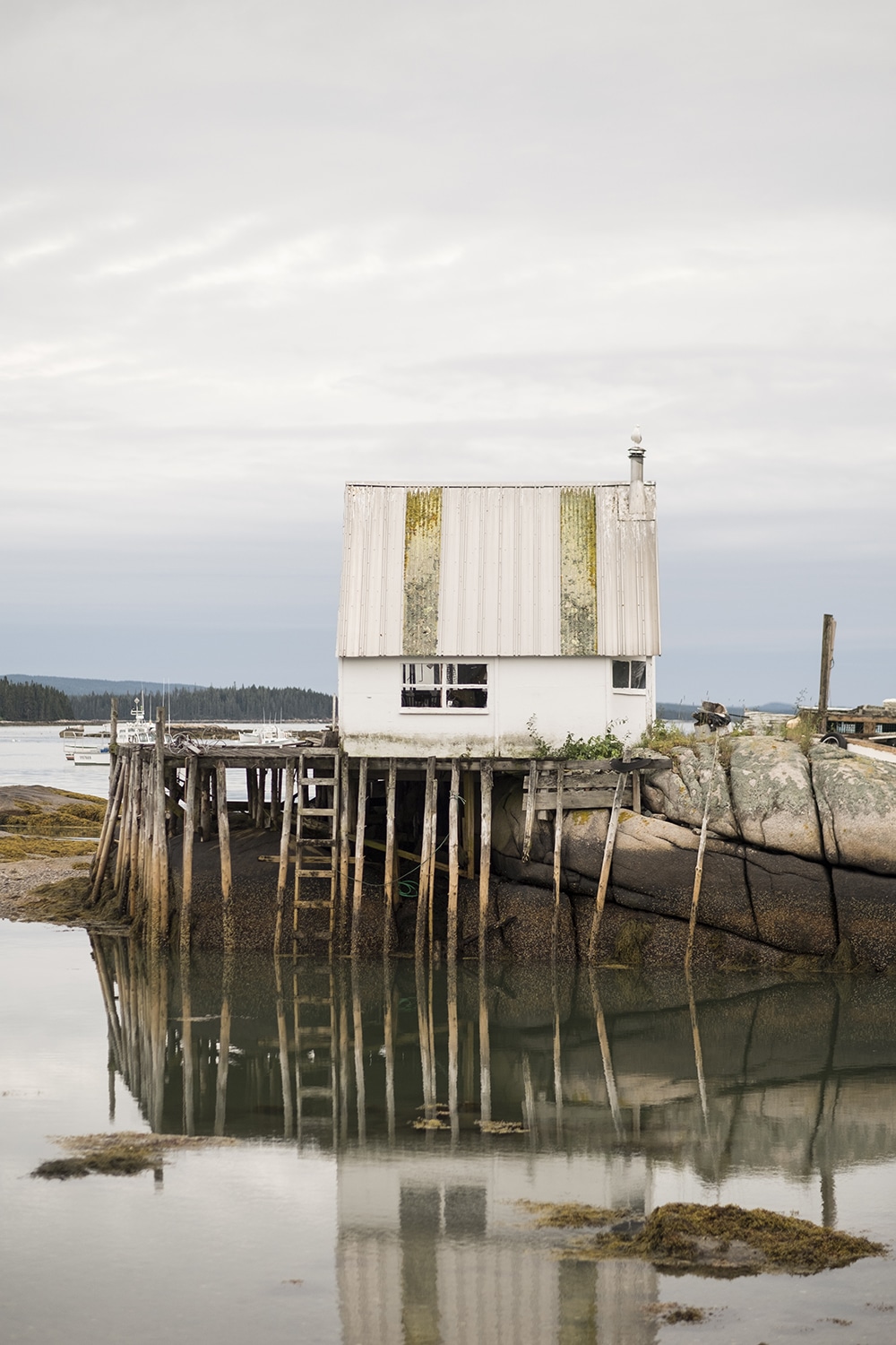 A lone fishing Shack in Stonington Harbor, Maine.