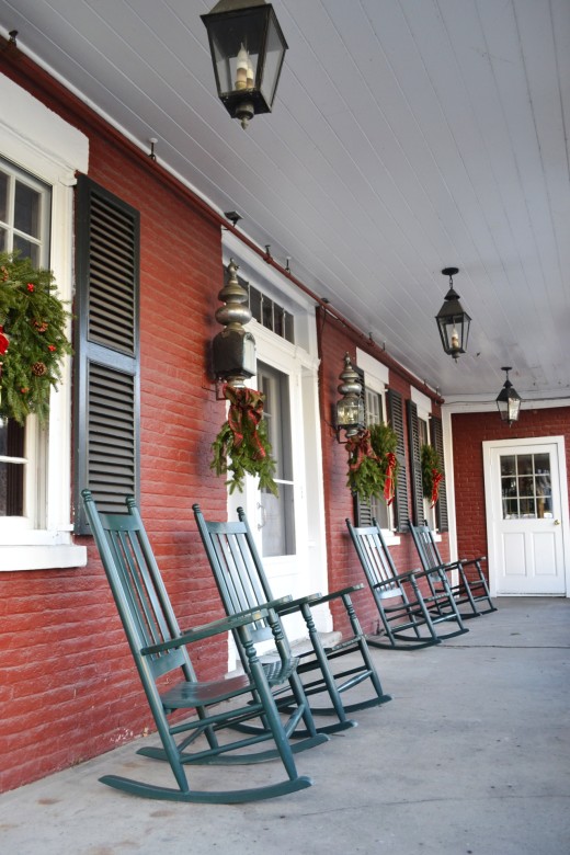 Rocking chairs at the Green Mountain Inn on Main Street.