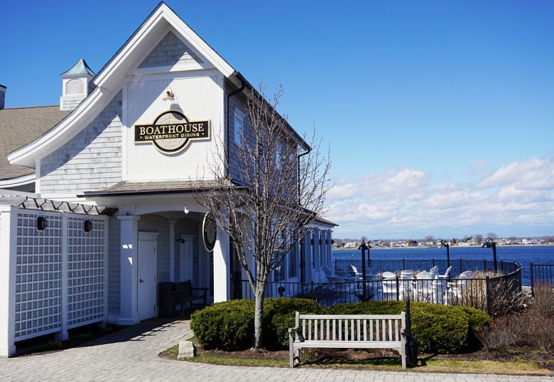 Searching for bona fide restaurants in Tiverton, RI? For beautiful water views and delicious food (I've heard the chowder and lobster fritters are not to be missed), the Boat House in Tiverton, RI, located just a short drive from Tiverton Four Corners, gets top marks. I drove over to have a look before before they opened for the day.