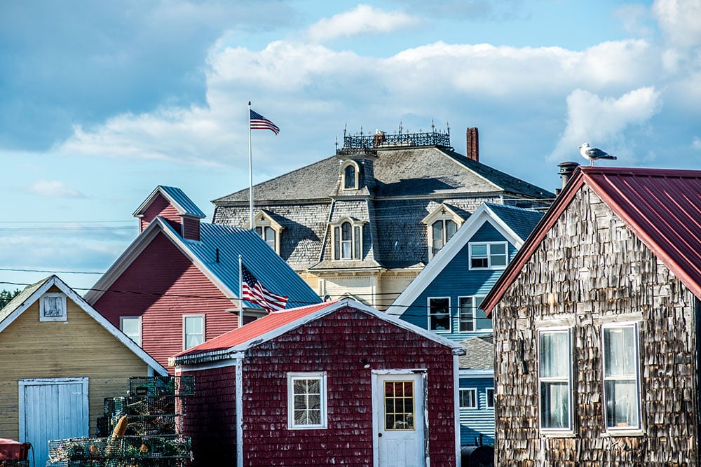 Carvers Harbor architecture in Vinalhaven, Maine.